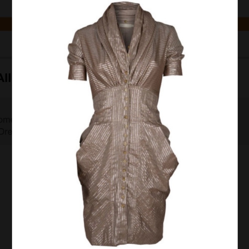 Allsaint Elma Metallic Dress | Very Rare | Size 8/10